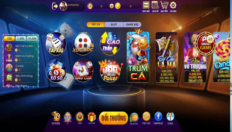 Giao diện cổng game B68