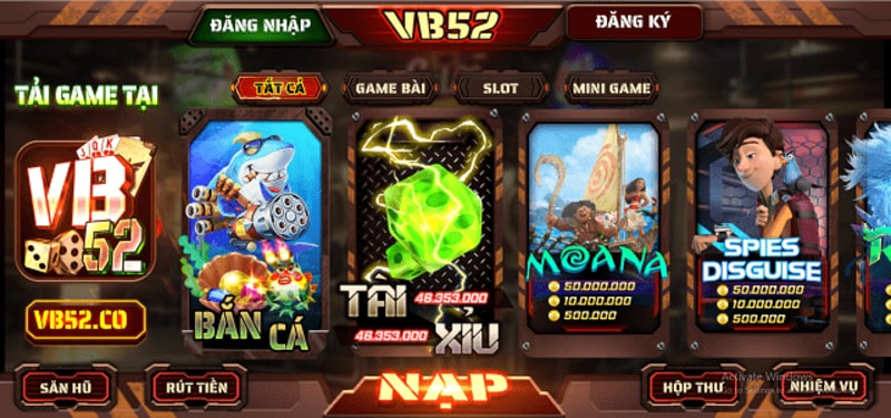 Những trò chơi có tại VB52